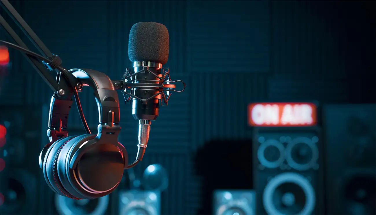 Bild på en radiostudio