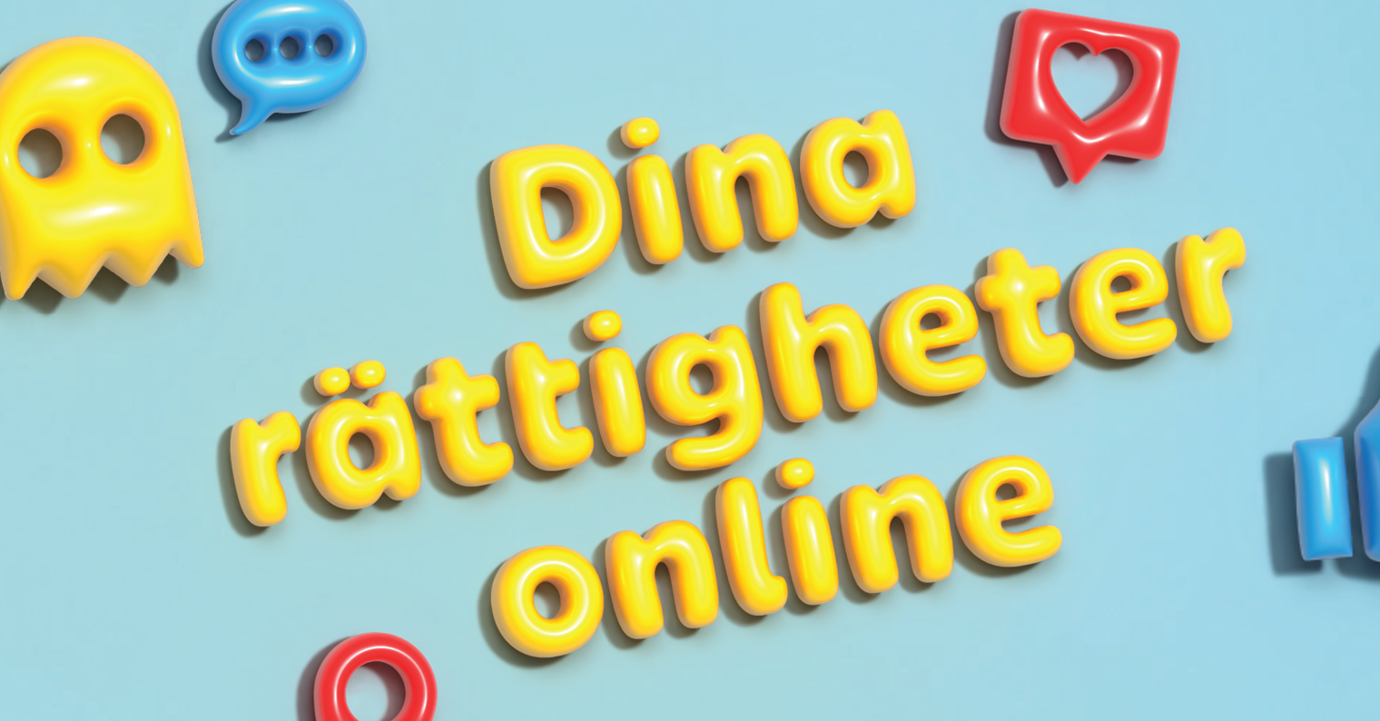 Illustration med starka färger och texten Dina rättigheter online